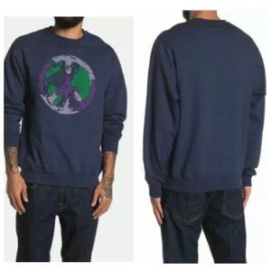 Altru Navy World Peace Graphic Pullover Earth Day Environmental Sweatshirt